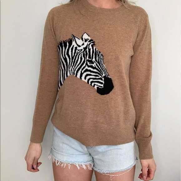 Banana Republic Zebra Camel Sweater Crewneck M - Picture 2 of 3